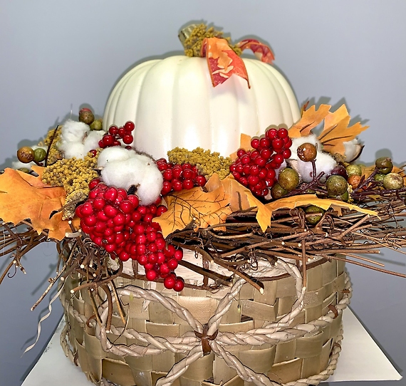 Faux Fall Pumpkin Center Piece