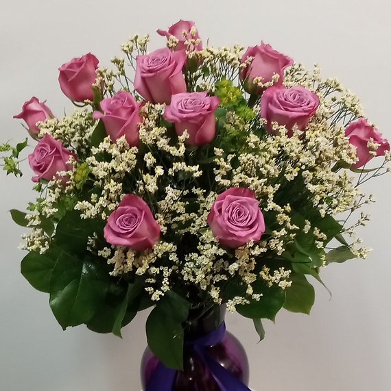 A Dozen Lavender Roses